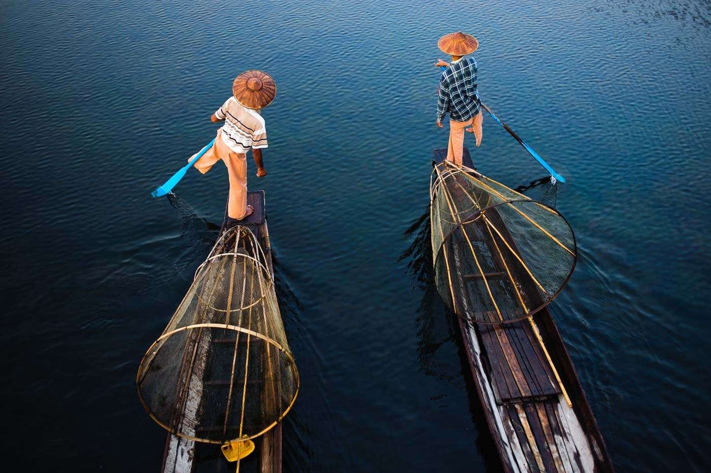 The famous fishermen on Inle Lake.