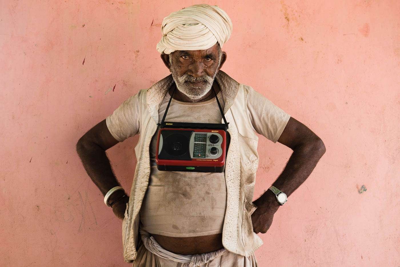 In Gujarat, India, a farmer from the pastoral Ahir tribe poses good-humouredly for an impromptu photograph.