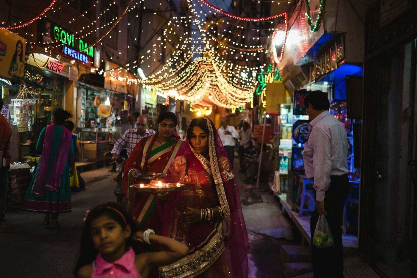 Street scenes from Udaipur during the Diwali festival.
